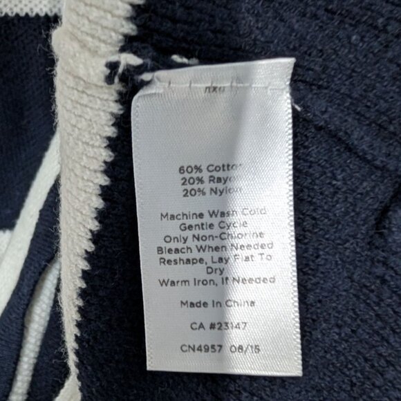 Talbots Stripe Sweater Womens Size XL Navy Blue White Knit Nautical Long Sleeve - Picture 5 of 9